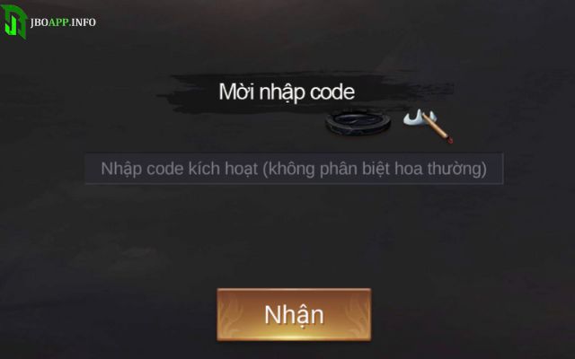 Điền mã Giftcode vào khung