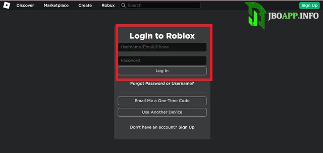 Đăng nhập vào tài khoản Roblox