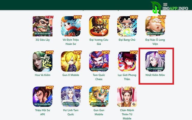 Truy cập trang web rồi chọn Game Nhất Kiếm Môn