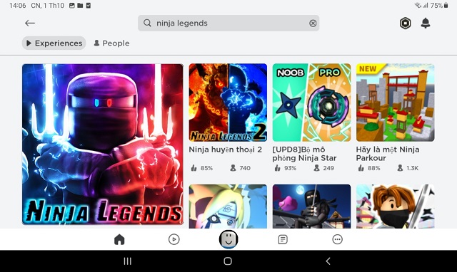 Truy cập vào Roblox rồi tìm kiếm Ninja Legend