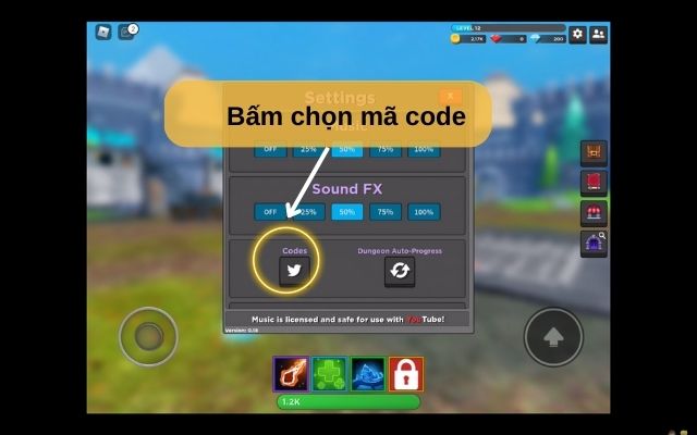 Bấm chọn mã code 