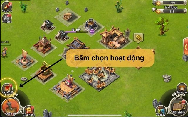 Bước 1 bấm chọn vào hoạt động