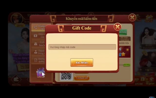 Nhập mã code và nhấn xác nhận 