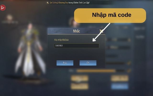 Tiến hành nhập mã code