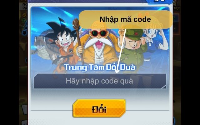 Tiến hành nhập mã code 