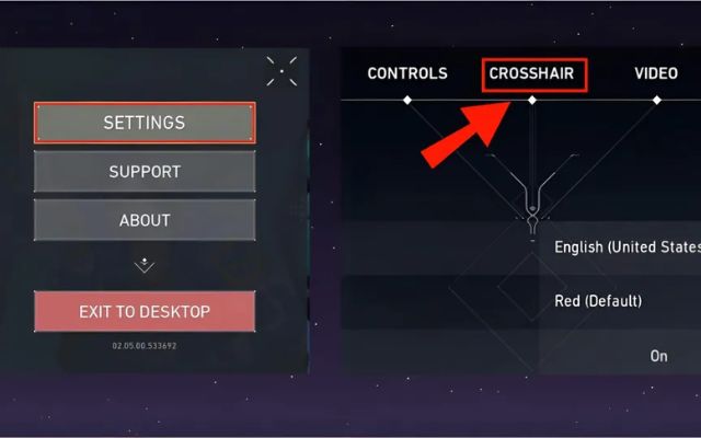 Nhấn chọn mục Crosshair tại menu Cài đặt